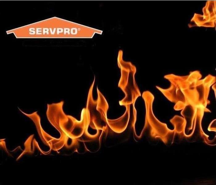 Flames with black background and SERVPRO logo on top left side